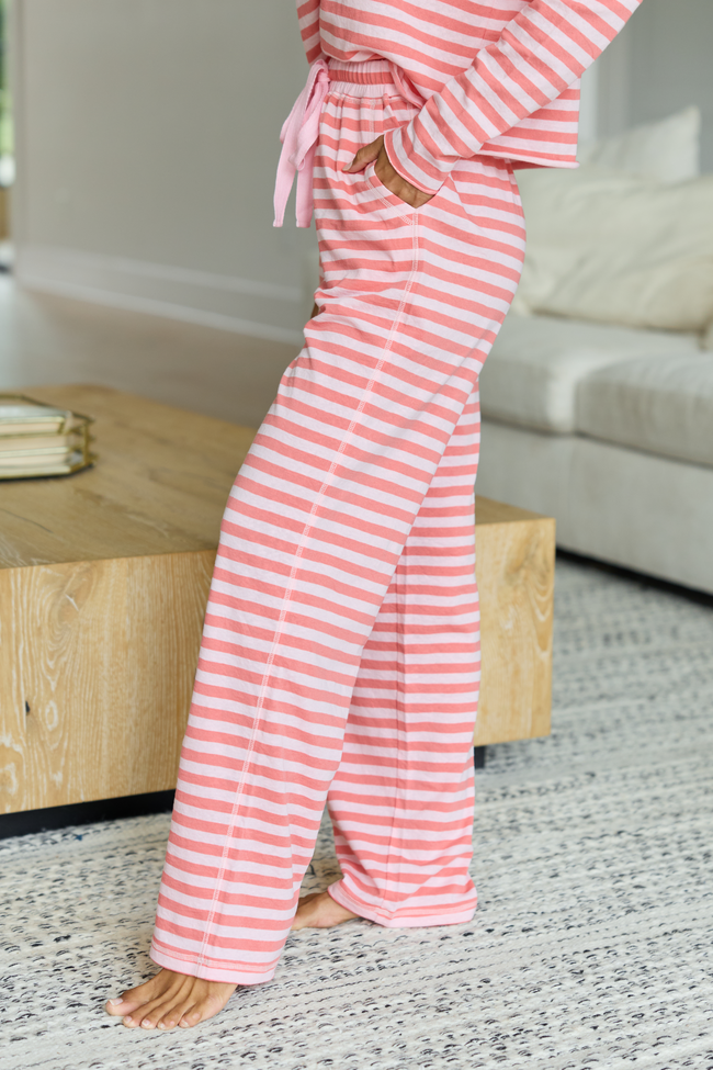 Sweet Retreat Coral Striped Pajama Pants