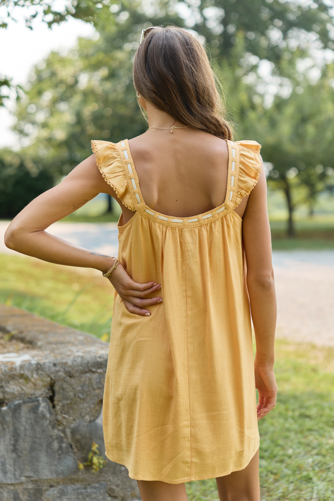 Sweet Simplicity Yellow Ribbon Detail Mini Dress