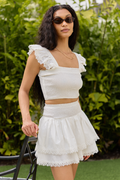Sweet Talk White Flutter Shoulder Tank and Skort Set FINAL SALE