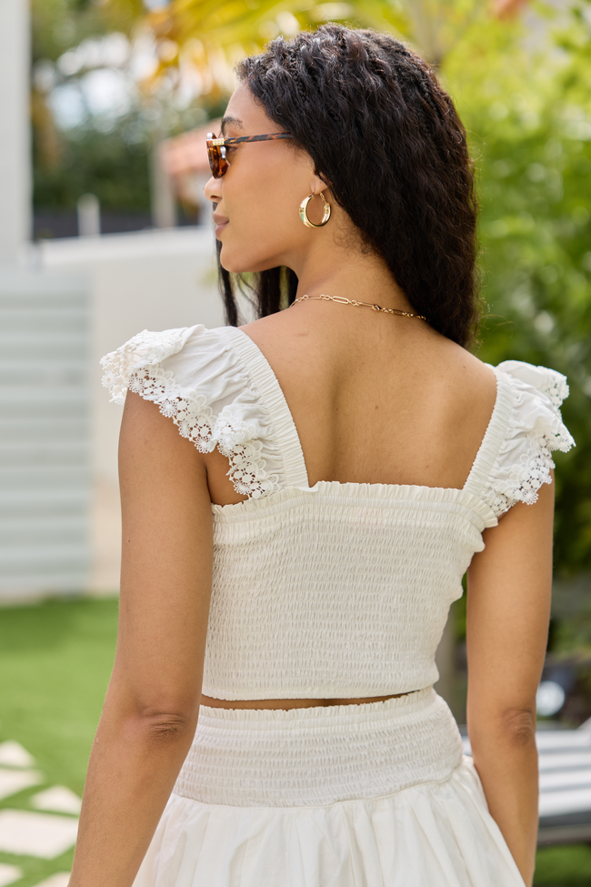 Sweet Talk White Flutter Shoulder Tank and Skort Set FINAL SALE