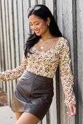 Sweetly Styled Floral Long Sleeve Knit Bodysuit