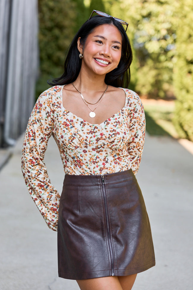 Sweetly Styled Floral Long Sleeve Knit Bodysuit