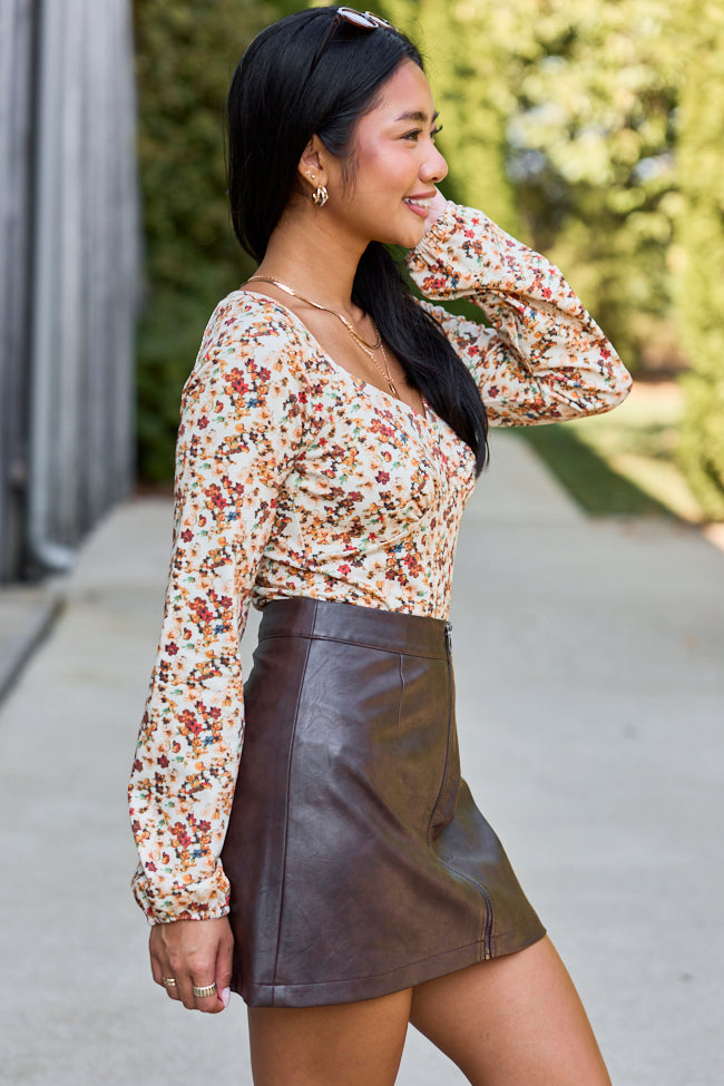 Sweetly Styled Floral Long Sleeve Knit Bodysuit