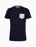 T-shirt girocollo uomo cotone blu con taschino fantasia surfisti - Gallo 1927 - Official Online Shop