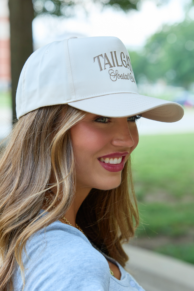 Tailgate Social Club Khaki Embroidered Trucker Hat