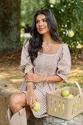 Tailored Grace Brown Gingham Mini Dress