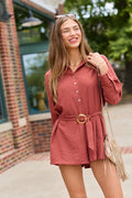 Take The Lead Rust Long Sleeve Romper