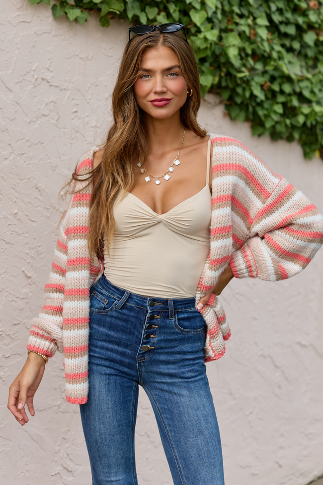Talia Beige Twist Front Tank