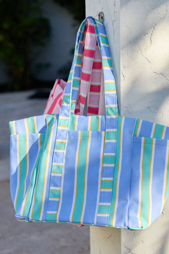 Tate Blue Striped Tote  FINAL SALE