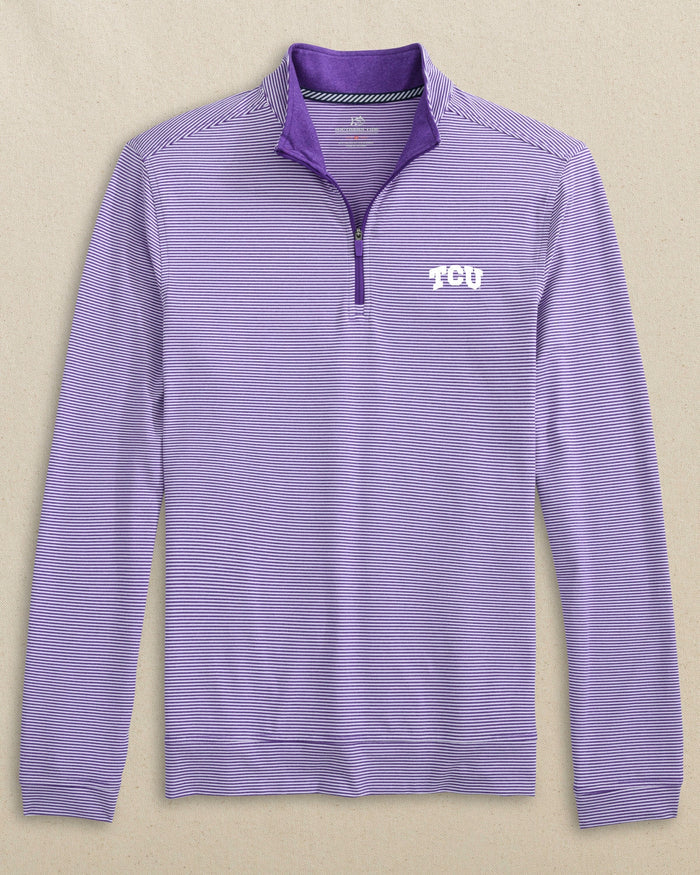 TCU Horned Frogs Cruiser Micro-Stripe Heather Quarter Zip C_Outerwear Southern Tide