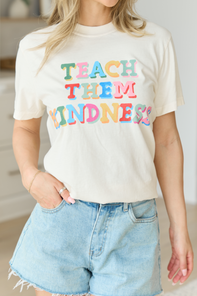 Teach Them Kindness Ivory Comfort Colors Graphic Tee