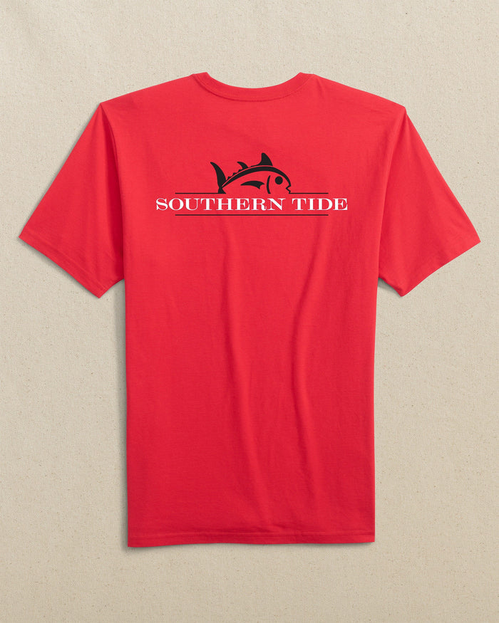 The back view of the Southern Tide Team Colors Rising Skipjack Short Sleeve T-Shirt by Southern Tide - Varsity Red