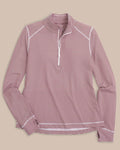 The front view of the Southern Tide Team Colors Runaround Quarter Zip Pull Over by Southern Tide - Chianti