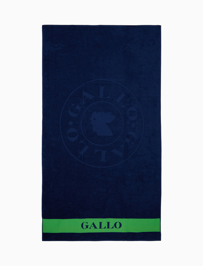 Telo mare unisex cotone tinta unita con logo gallo blu - Gallo 1927 - Official Online Shop