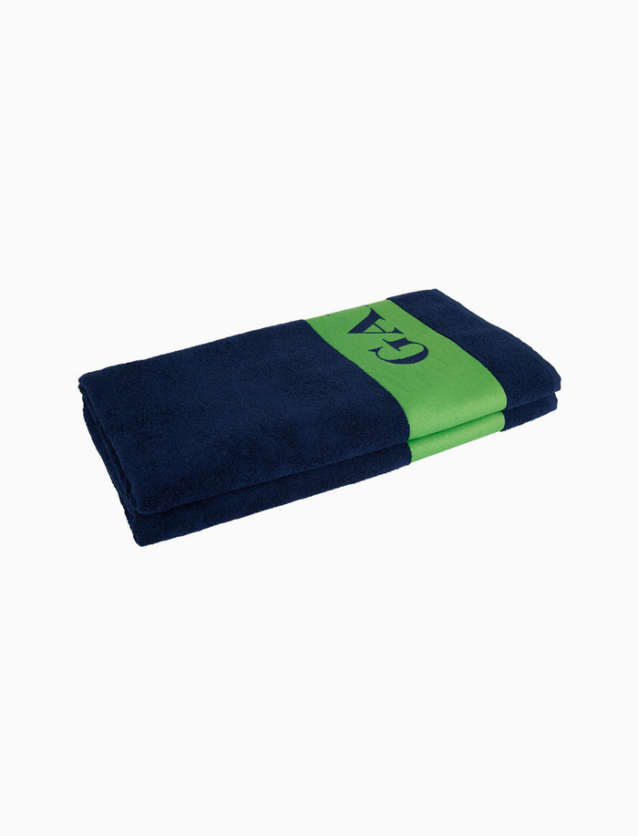 Telo mare unisex cotone tinta unita con logo gallo blu - Gallo 1927 - Official Online Shop