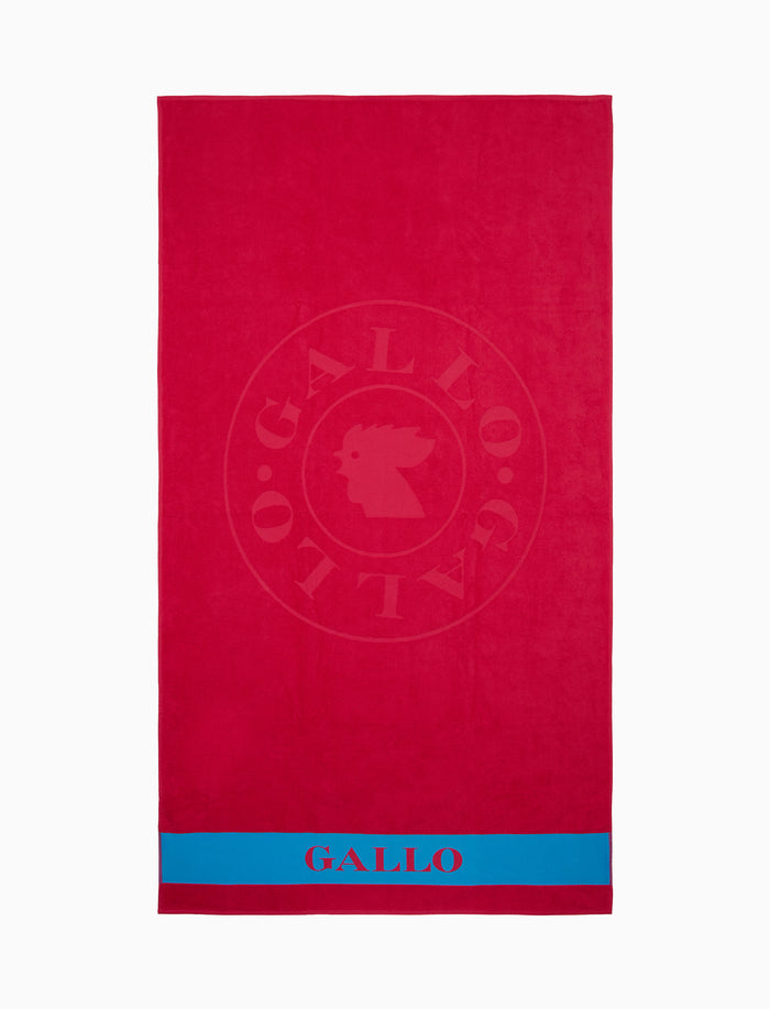 Telo mare unisex cotone tinta unita con logo gallo fucsia - Gallo 1927 - Official Online Shop