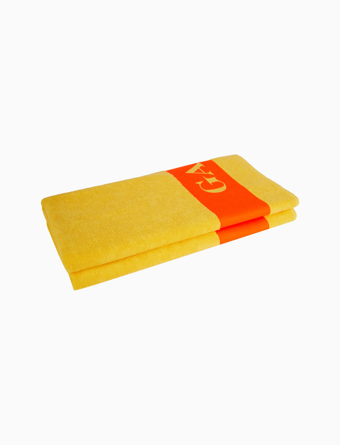 Telo mare unisex cotone tinta unita con logo gallo giallo - Gallo 1927 - Official Online Shop