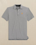 The front view of the Southern Tide Tennessee Vols brrr°®-eeze Meadowbrook Stripe Polo by Southern Tide - Caviar Black