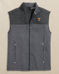 The front view of the Southern Tide Tennessee Vols Coligny Quilted Vest by Southern Tide - Caviar Black