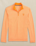 The front view of the Tennessee Vols Cruiser Micro-Stripe Heather Quarter Zip by Southern Tide - Heather Rocky Top Orange
