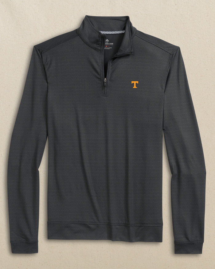 The front view of the Southern Tide Tennessee Vols Cruiser ST Geo Printed Quarter Zip by Southern Tide - Caviar Black