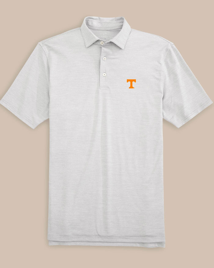 The front view of the Tennessee Vols Driver Spacedye Polo Shirt by Southern Tide - Slate Grey