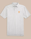 The front view of the Tennessee Vols Driver Spacedye Polo Shirt by Southern Tide - Slate Grey