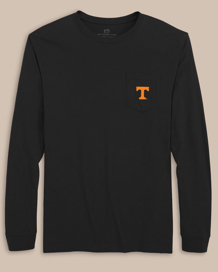 The front view of the Southern Tide Tennessee Vols Gameday Embroidered Long Sleeve T-Shirt by Southern Tide - Black