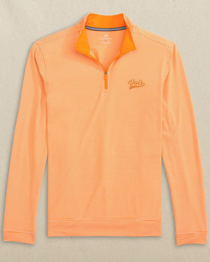 Tennessee Vols Script Cruiser Micro-Stripe Heather Quarter Zip C_Outerwear Southern Tide
