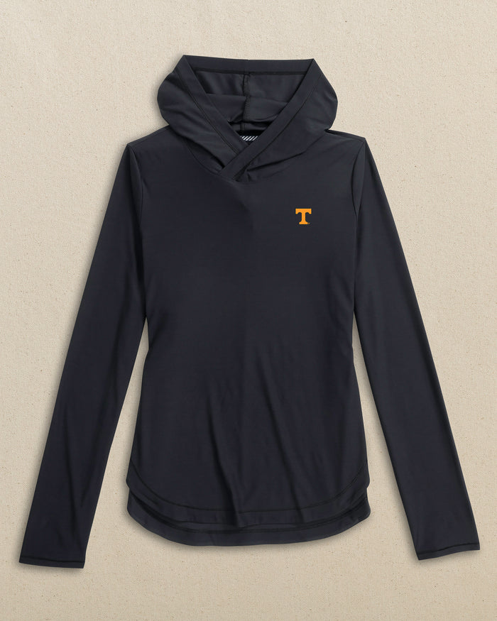 The front view of the Southern Tide Tennessee Vols Women's Linley brrr°®-illiant Hoodie by Southern Tide - Caviar Black