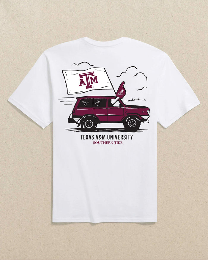 The back view of the Southern Tide Texas A&M Aggies Game Bound Short Sleeve T-Shirt by Southern Tide - Classic White