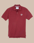 The front view of the Texas A&M Aggies Pique Polo Shirt by Southern Tide - Chianti