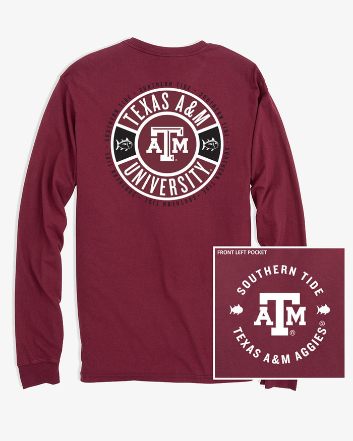 The back view of the Southern Tide Texas A&M Aggies Ring Badge T-Shirt by Southern Tide - Chianti