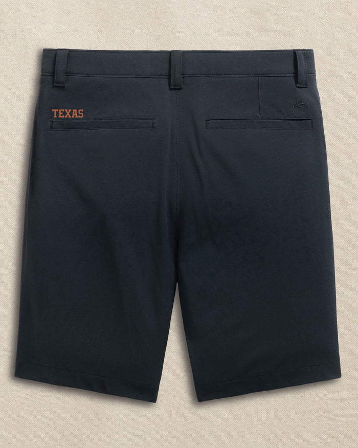 The back view of the Southern Tide Texas Longhorns brrr°®-die 8" Performance Short by Southern Tide - Caviar Black