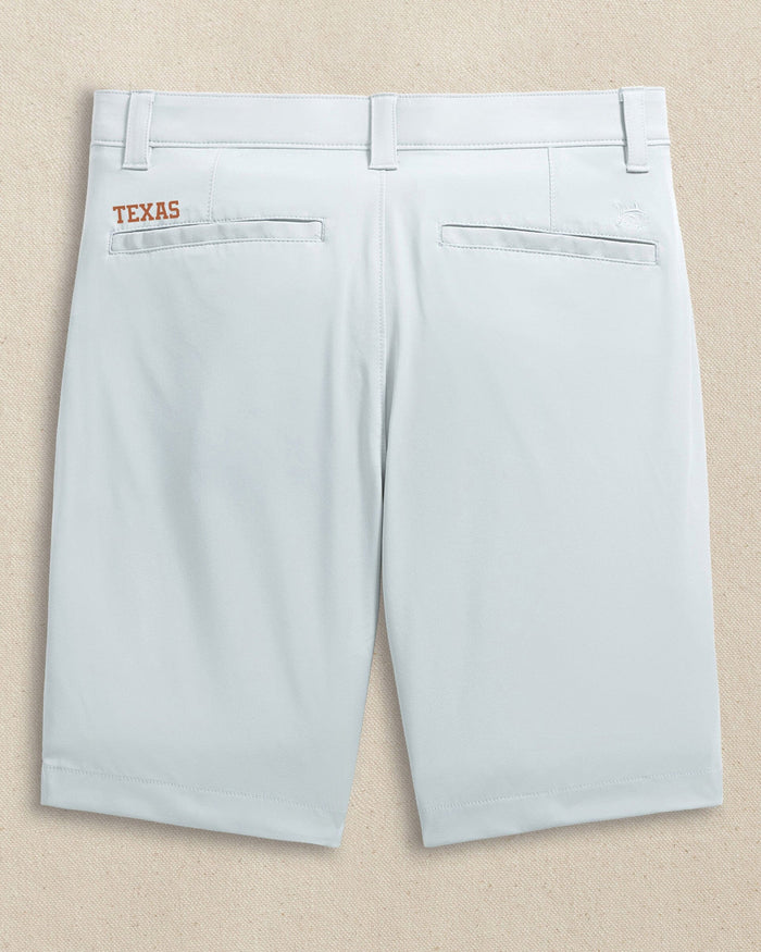 The back view of the Southern Tide Texas Longhorns brrr°®-die 8" Performance Short by Southern Tide - Seagull Grey