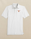 The front view of the Southern Tide Texas Longhorns brrr°®-eeze Meadowbrook Stripe Polo by Southern Tide - Platinum Grey