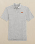 The front view of the Southern Tide Texas Longhorns Driver Spacedye Polo by Southern Tide - Black