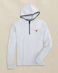 The front view of the Southern Tide Texas Longhorns Scuttle Quarter Zip Hoodie by Southern Tide - Heather Slate Grey