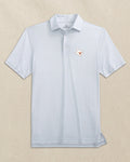 The front view of the Southern Tide Texas Longhorns State Driver Dunes Edge Plaid Polo by Southern Tide - Slate Grey