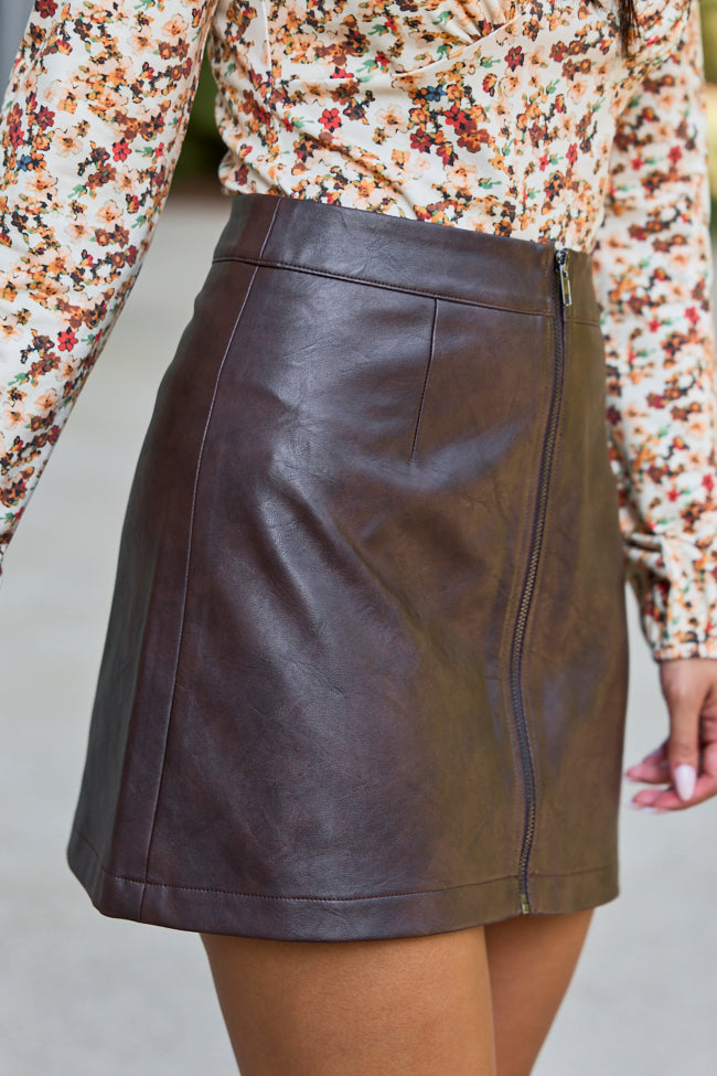 That’s The Look Brown Faux Leather Mini Skirt