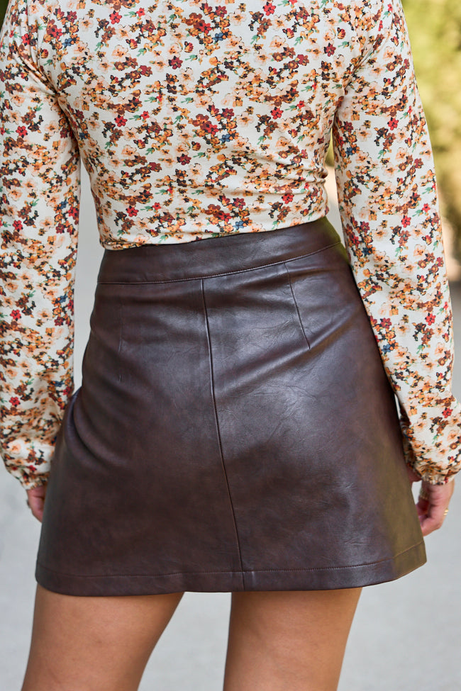 That’s The Look Brown Faux Leather Mini Skirt