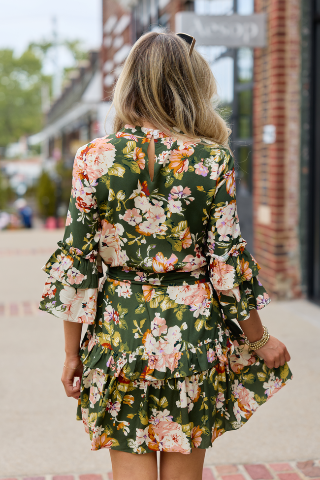 The Good Kind Olive Floral Mini Dress
