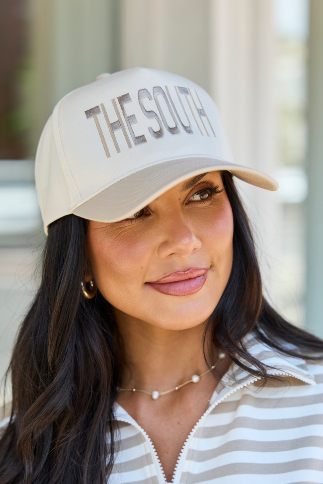 The South Natural/Khaki Embroidered Trucker Hat