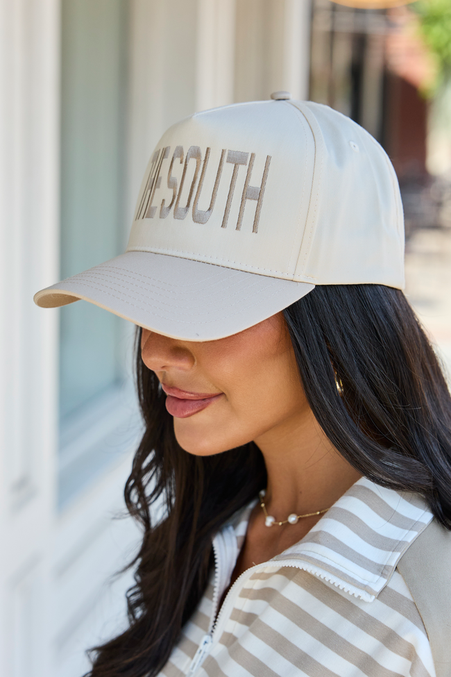 The South Natural/Khaki Embroidered Trucker Hat