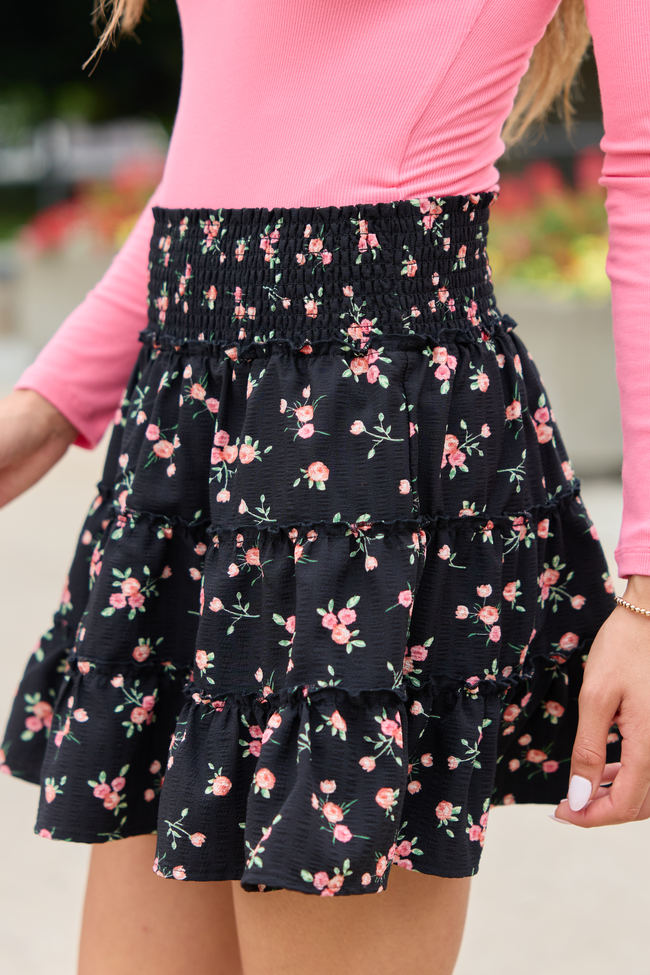 Through The Garden Black Roses Skort