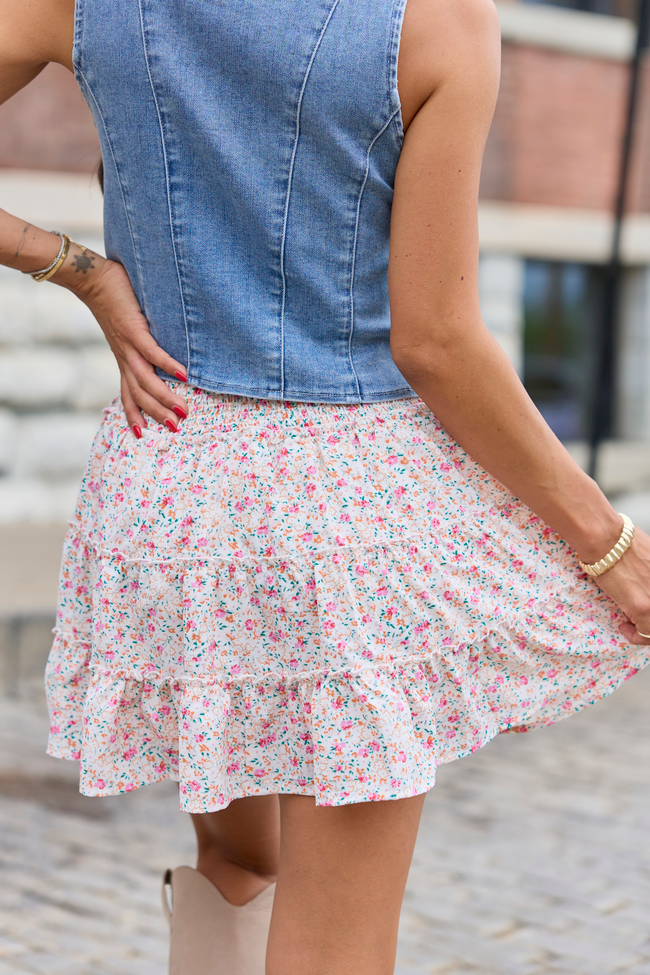 Through The Garden Ditsy Pink Floral Skort