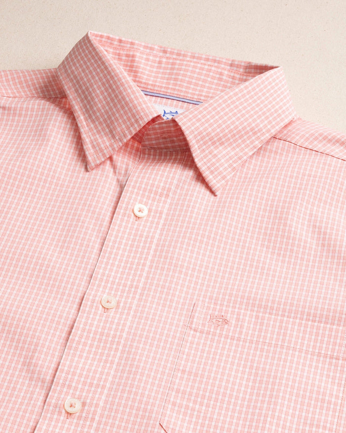 The detail view of the Southern Tide Tidal Pool Charleston Sport Shirt by Southern Tide - Peaches N' Cream