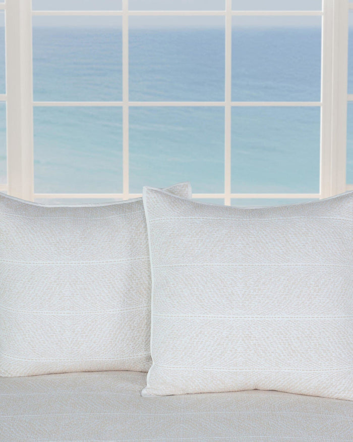 The detail view of the Southern Tide Tideline Coverlet Sham by Southern Tide - White Sand