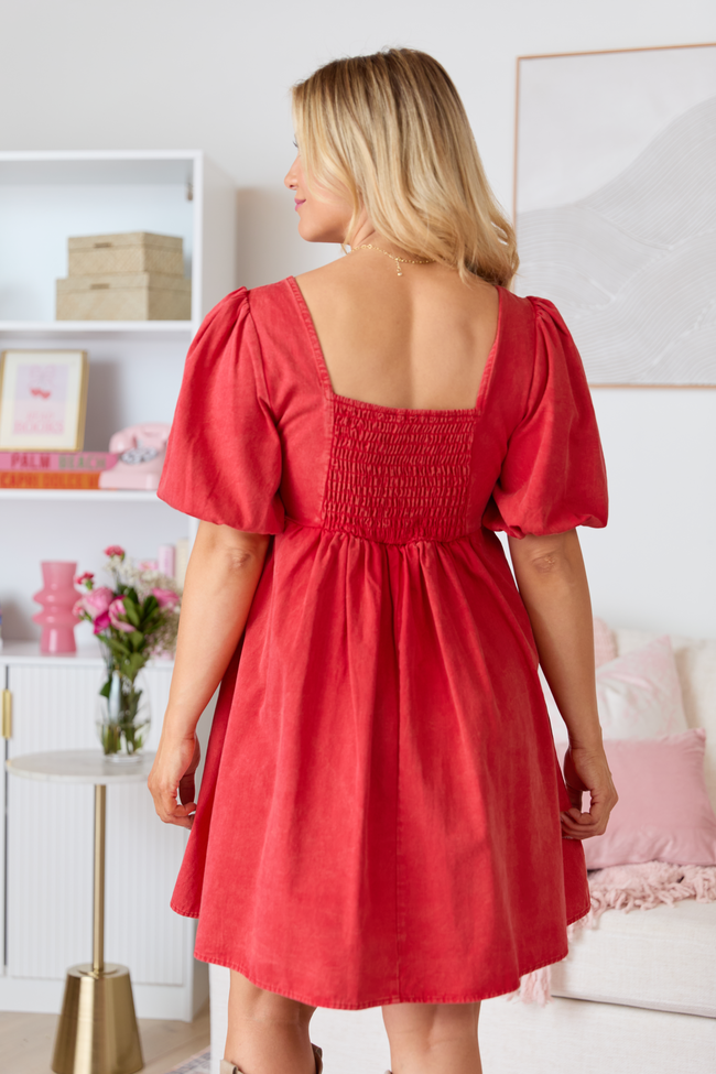 Tina Red Babydoll Mini Dress FINAL SALE