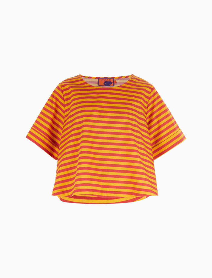 Top scatoletta donna cotone narciso righe bicolore - Gallo 1927 - Official Online Shop